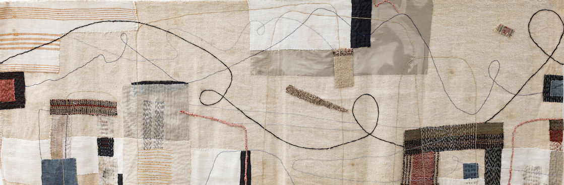 Susan Moxley 'First Storm' wool, thread, flax 68 x 205 cm