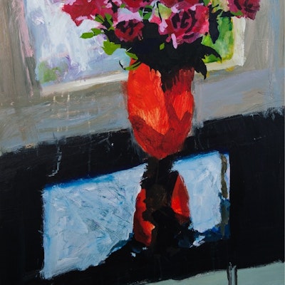 Roses / Red Vase