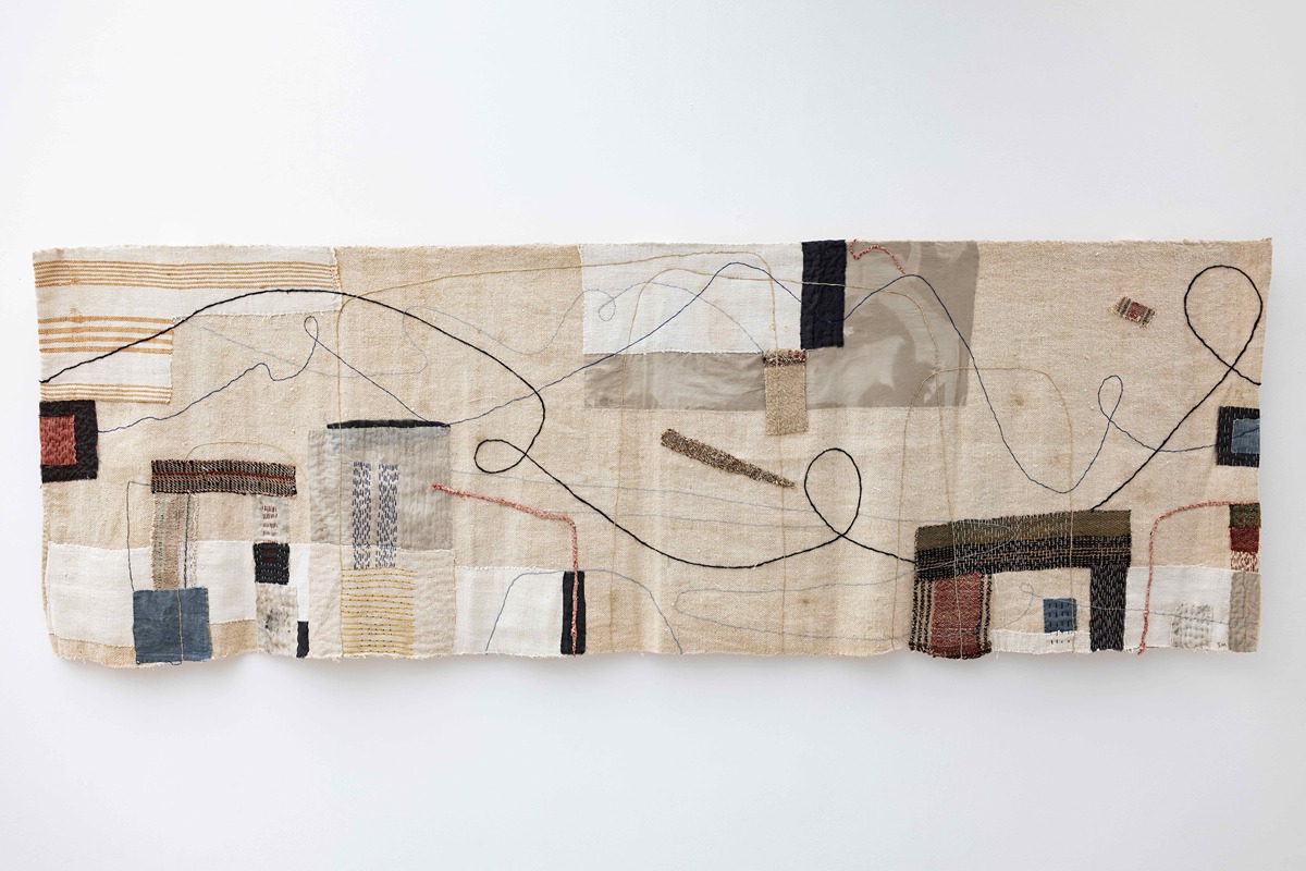 Susan Moxley 'First Storm' wool, thread, flax 68 x 205 cm